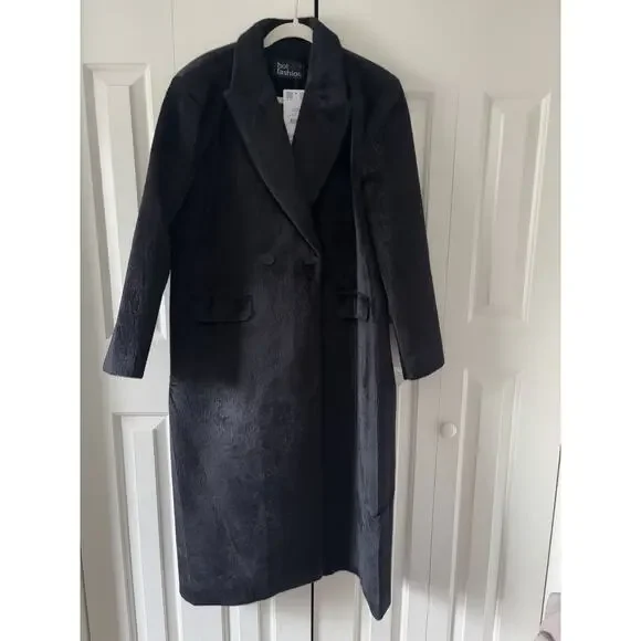 Black Faux Fur Coat Women Luxury Soft Jacket Elegant Plush Outerwear - Picture 8 of 10